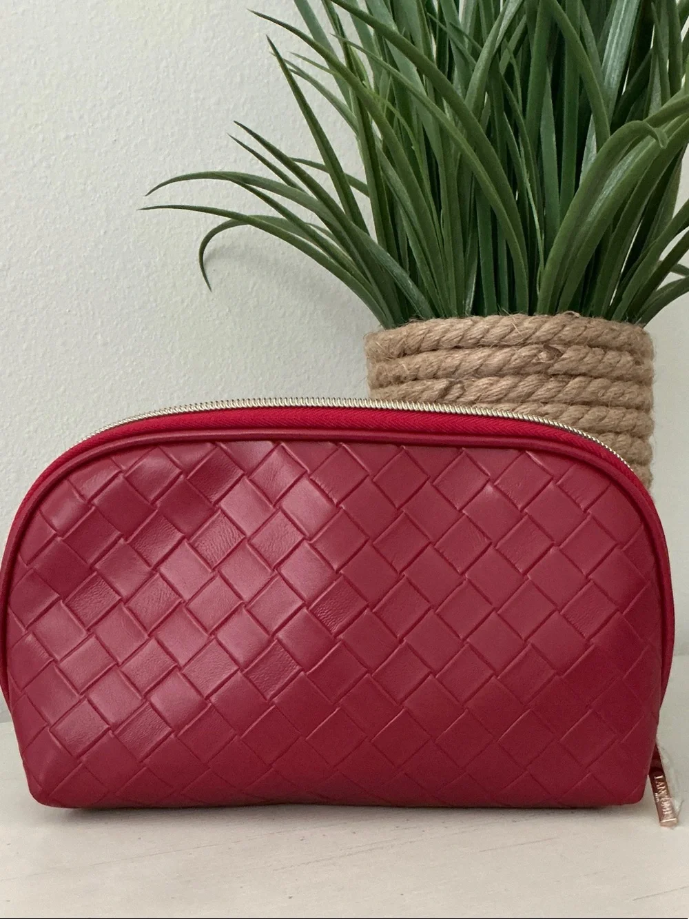 Lancome Red Woven Cosmetic Bag
